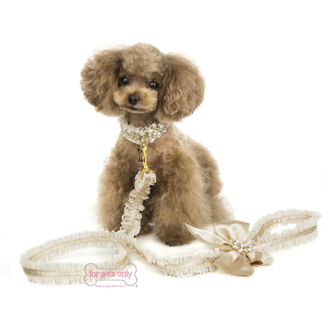 FOR PETS ONLY COCKTAIL PARTY LINGERIE LEASH BEIGE